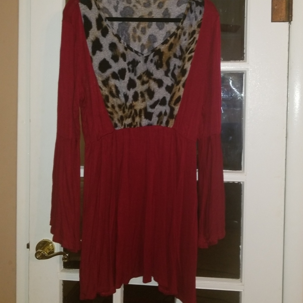 cheetah print bell sleeve top